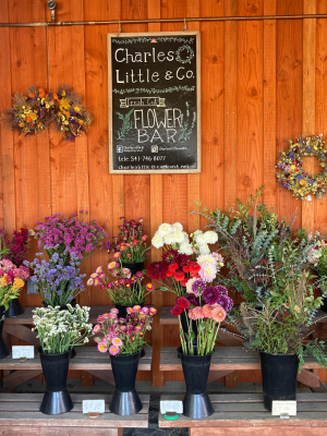 flower stand at Charles Little & Co 