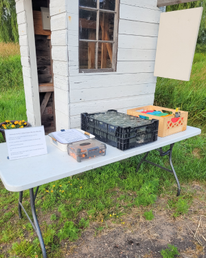 check-in stand at Beezie's Blooms